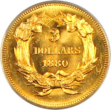 image for: 1880 $3 PCGS MS65