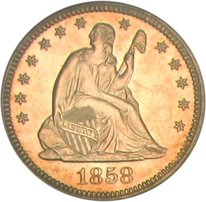 image for: 1858 25c PCGS/CAC Proof 61 OGH