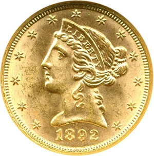 image for: 1892 $5 NGC/CAC MS63