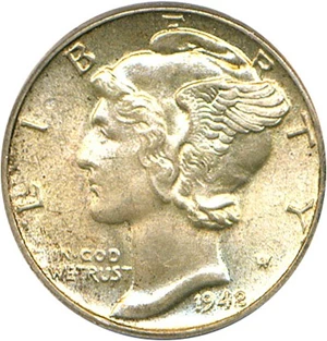 image for: 1942/1-D 10c PCGS/CAC MS64 FB