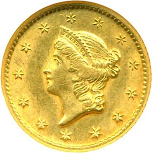 image for: 1849-O G$1 NGC AU58
