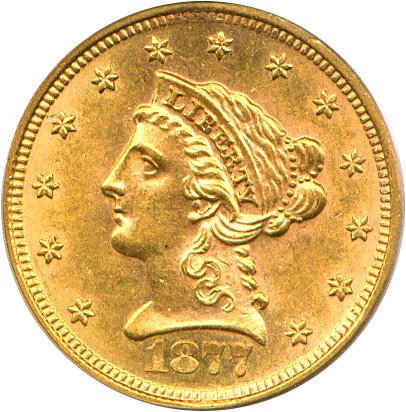 image for: 1877-S $2 1/2 PCGS/CAC MS62