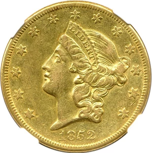 image for: 1852-O $20 NGC AU50
