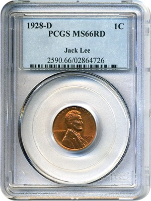 image for: 1928-D 1c PCGS MS66 RD ex: Jack Lee