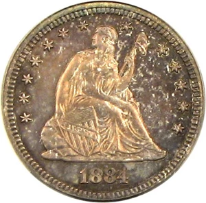 image for: 1884 25c PCGS Proof 64 OGH * Color *