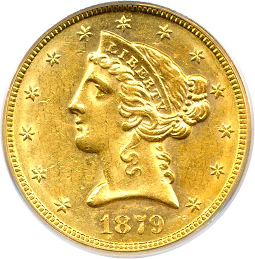 image for: 1879-S $5 PCGS AU50 OGH