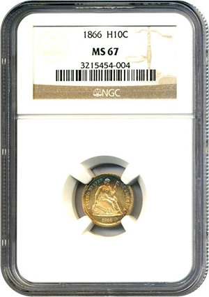 image for: 1866 H10c NGC MS67 * Color *