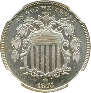 image for: 1874 5c NGC Proof 64