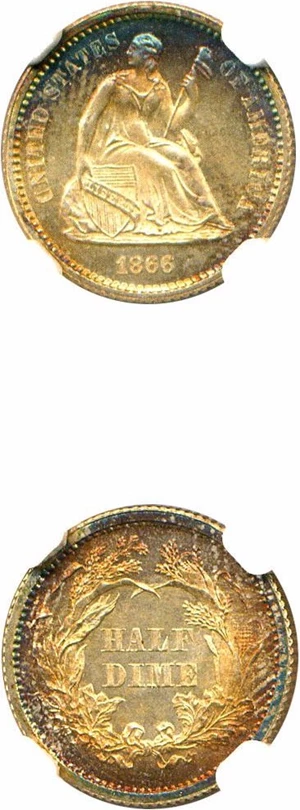 image for: 1866 H10c NGC MS67 * Color *