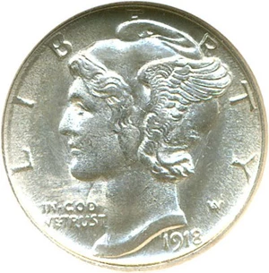 image for: 1918-S 10c NGC MS65