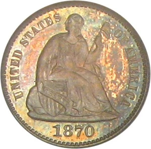 image for: 1870 H10C PCGS/CAC Proof 65 Cameo * Color *