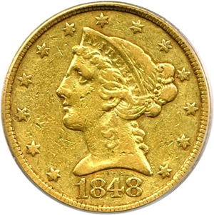 image for: 1848-C $5 PCGS VF35