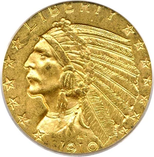 image for: 1910 $5 PCGS MS62
