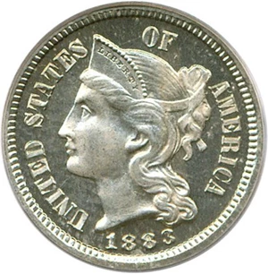image for: 1883 3cN PCGS Proof 65 Cameo