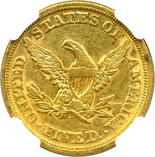 image for: 1849 $5 NGC AU53