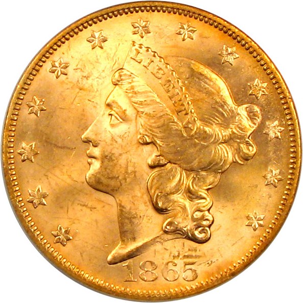 image for: 1865-S $20 PCGS/CAC MS64 ex: Brother Jonathan Shipwreck