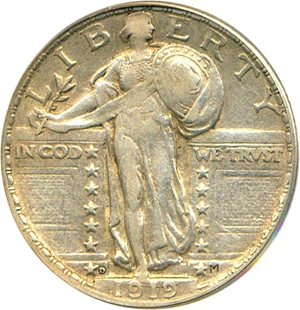 image for: 1919-D 25c PCGS XF40