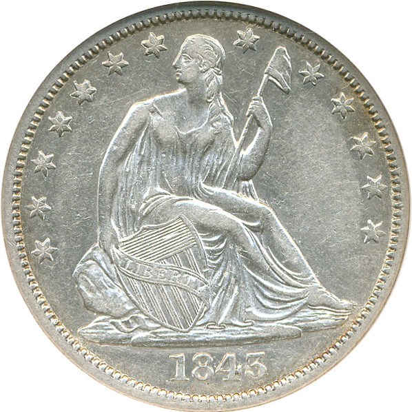 image for: 1843 50c NGC AU53