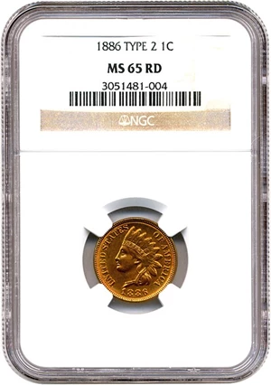 image for: 1886 1c NGC MS65 RD (Type 2)