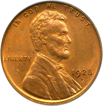 image for: 1928-S 1c PCGS MS65 RD OGH