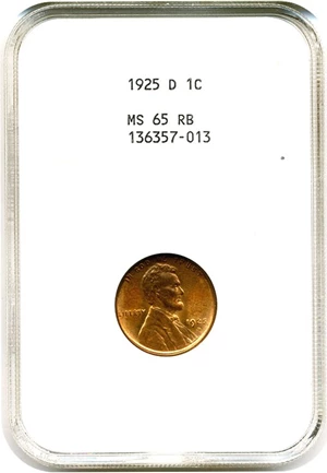 image for: 1925-D 1c NGC MS65 RB