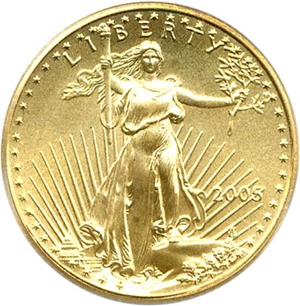 image for: 2005 $5 PCGS MS69 (Gold Eagle - 20th Anniversary)