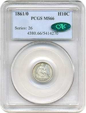 image for: 1861/0 H10c PCGS/CAC MS66