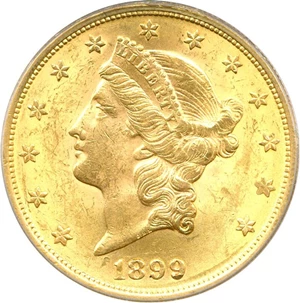 image for: 1899 $20 PCGS MS62