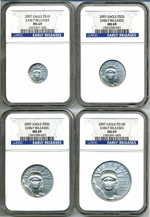 image for: 2007 Platinum Eagle Set NGC MS69 (4 coins: $10, $25, $50, $100) (Early Releases)