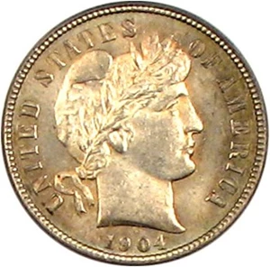image for: 1904 10c PCGS MS65