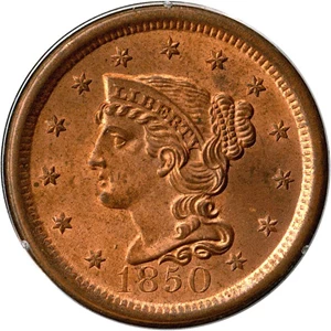 image for: 1850 1c PCGS MS65 RD OGH