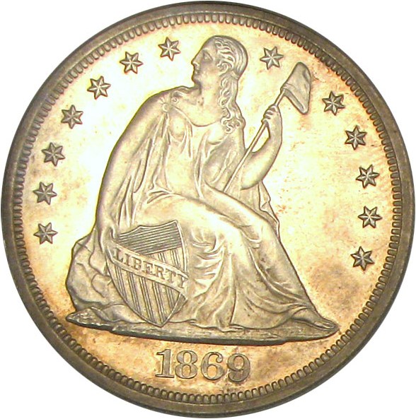 image for: 1869 $1 PCGS Secure Proof 64