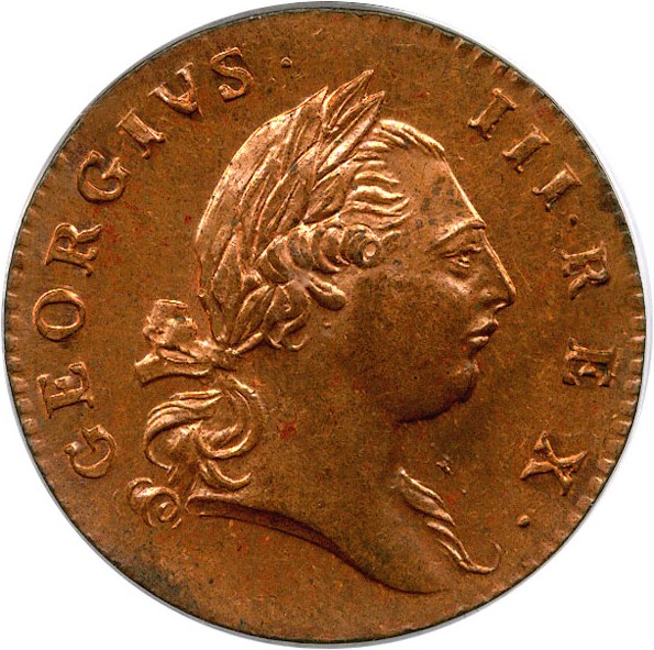 image for: 1773 Virginia Halfpenny PCGS/CAC MS64 RD (With Period)
