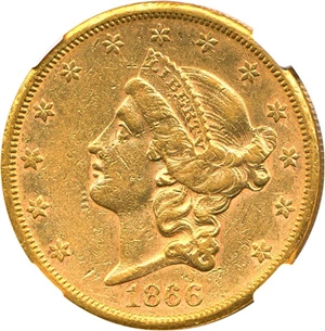 image for: 1866-S $20 NGC AU53 (No Motto)