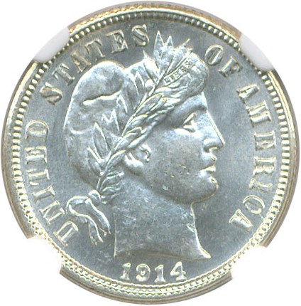 image for: 1914-S 10c NGC MS64