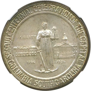image for: 1936-D Columbia 50c NGC MS68 * Color *