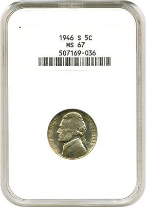 image for: 1946-S 5c NGC MS67