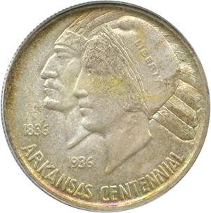 image for: 1935-S Arkansas 50c PCGS Secure MS66 * Color *