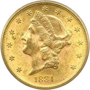 image for: 1884-S $20 PCGS MS62