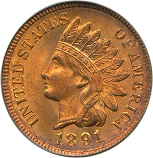image for: 1891 1c PCGS MS65 RD