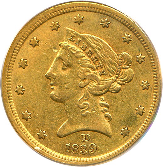 image for: 1839-D $5 PCGS XF45