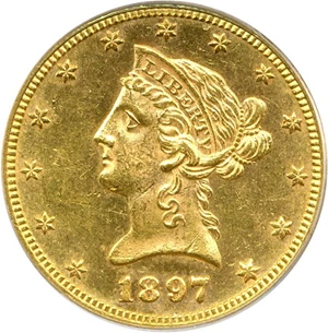 image for: 1897 $10 PCGS MS62