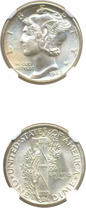 image for: 1942-D 10c NGC MS68 FB