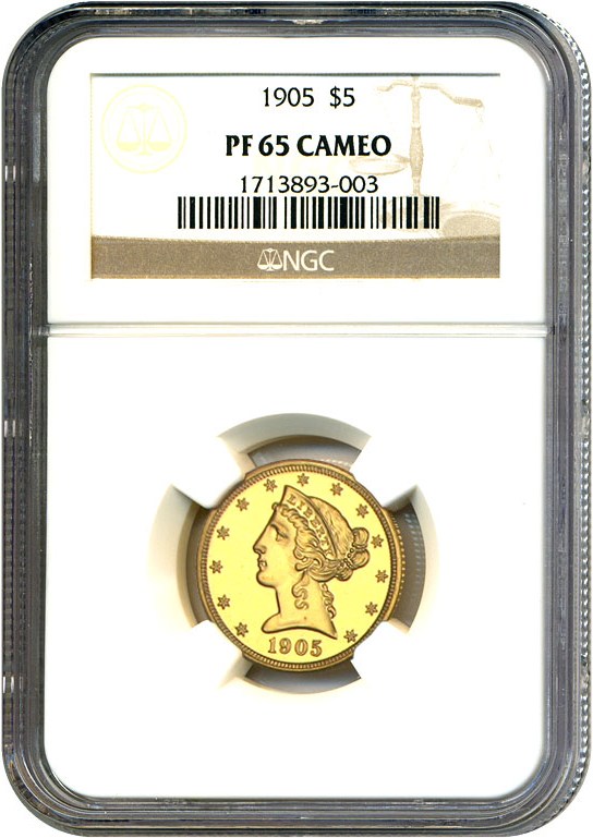 image for: 1905 $5 NGC Proof 65 Cameo