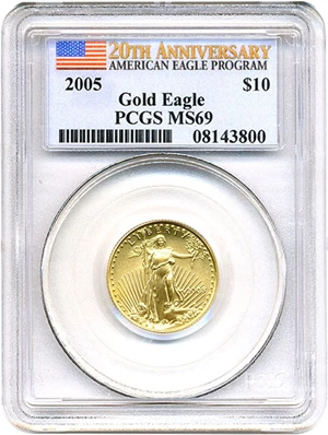 image for: 2005 $10 PCGS MS69 (Gold Eagle - 20th Anniversary)