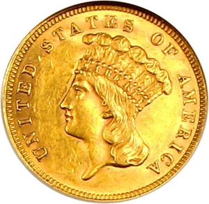 image for: 1859 $3 NGC/CAC AU58