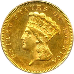 image for: 1861 $3 PCGS MS62