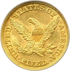 image for: 1857 $5 PCGS MS61