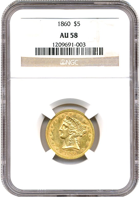 image for: 1860 $5 NGC AU58