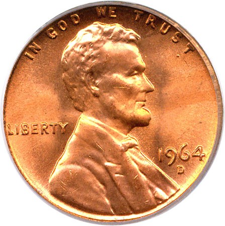 image for: 1964-D 1c PCGS MS66 RD